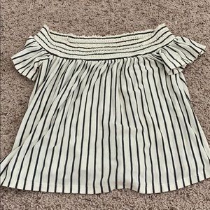 American Eagle Striped Off the Shoulder Top